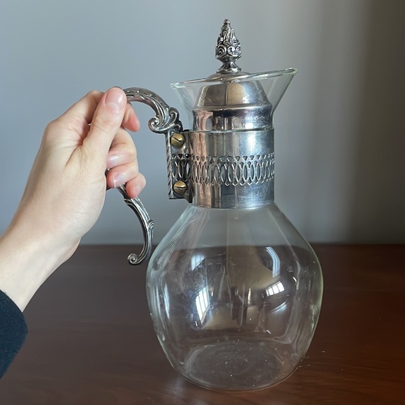 Vintage Raimond Silver Plate Italian Glass Tea Coffee Carafe - Picture 6 of 9